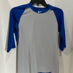Nike Pro fitted Dri fit Boys baseball 3/4 length t-shirt
